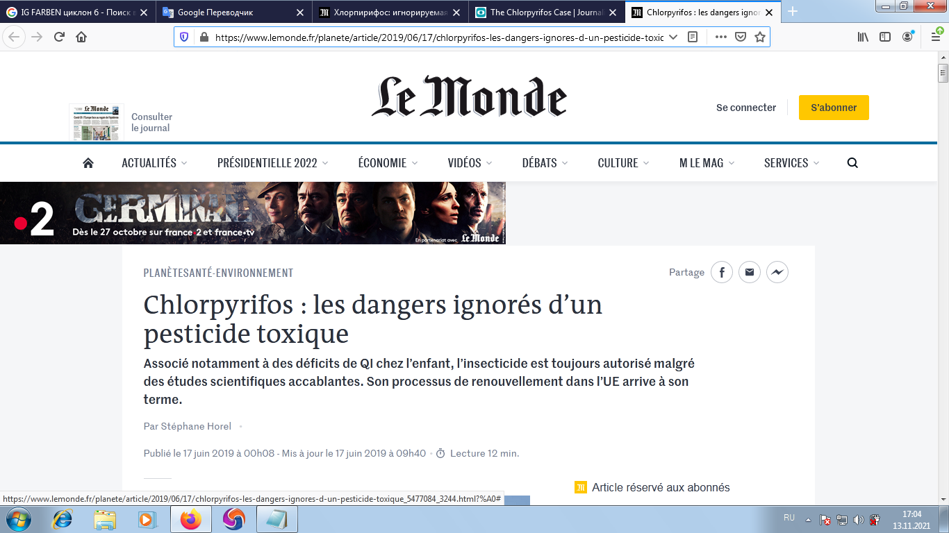 Le Monde Chlorpyrifos
