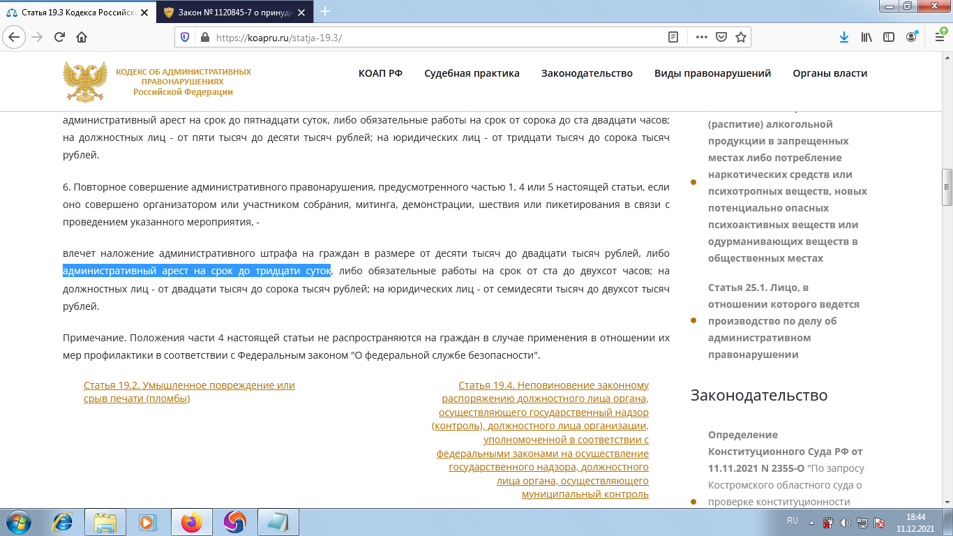 КОАП Статья 19.3