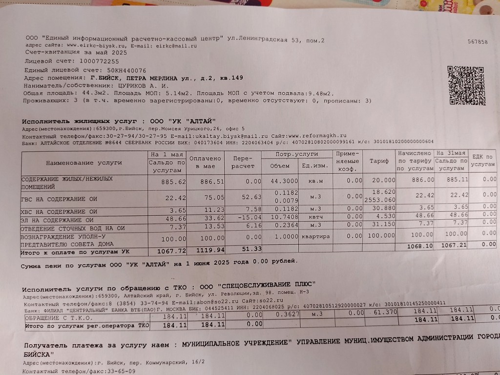 ООО УК Алтай июнь 2025